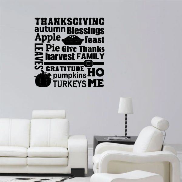 Image of Thanksgiving Autumn Blessings Apple Home Decal