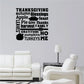 Thanksgiving wall decal with autumn blessings text, apples, pumpkins, turkey