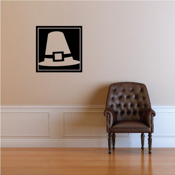 Image of Thanksgiving Square Pilgrim Hat Decal