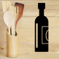 Thanksgiving wine bottle decal, black bottle shape with gold outline