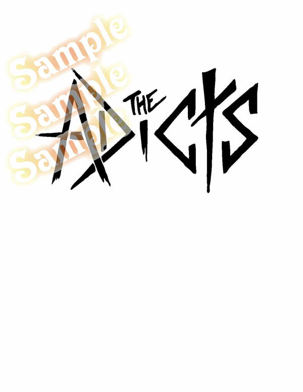 Black graffiti-style text decal with THE ADICTS lettering