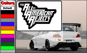 All American Rejects car decal with black logo on white rectangular background