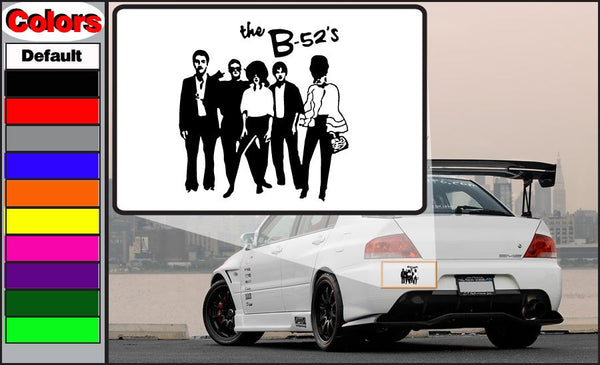 B-52s band logo decal with black silhouettes and the B-52s text on white