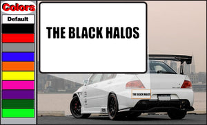 Rectangular vinyl decal with 'THE BLACK HALOS' text