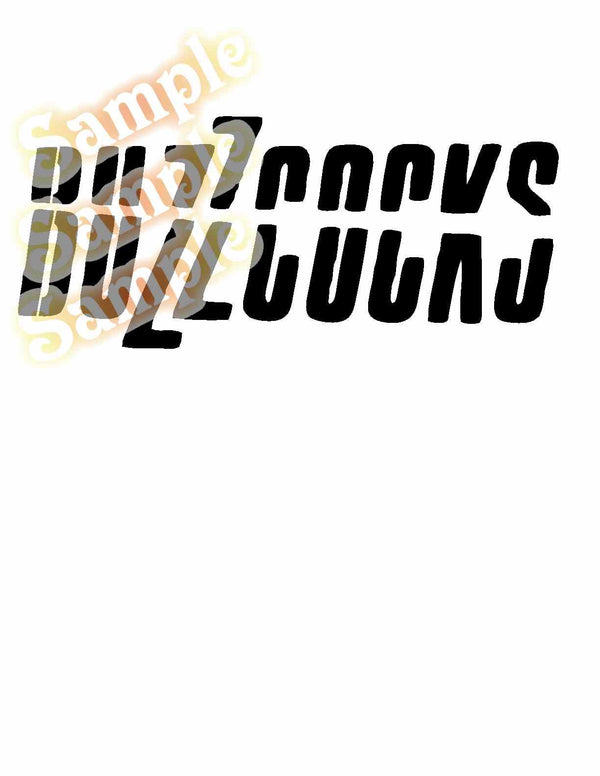 BuzzCocks decal with bold black text logo on light background