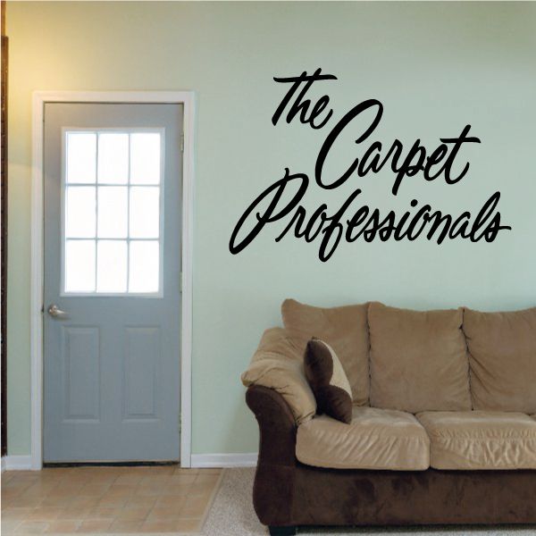 Vinyl wall decal reading 'The Carpet Professionals' in black script