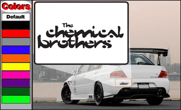 Vertical decal with "The Chemical Brothers" logo in black on white
