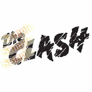 Clawed decal with black jagged lettering, sticker-style graphic