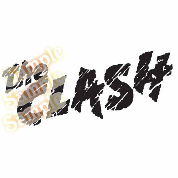 Clawed decal with black jagged lettering, sticker-style graphic