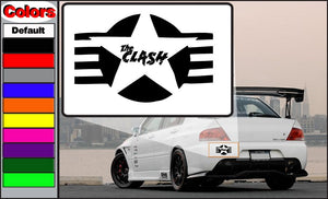 The Clash star decal sticker with black starburst and logo text
