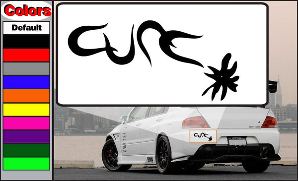 Black fish and tentacle-style graphic vinyl decal with starburst detail