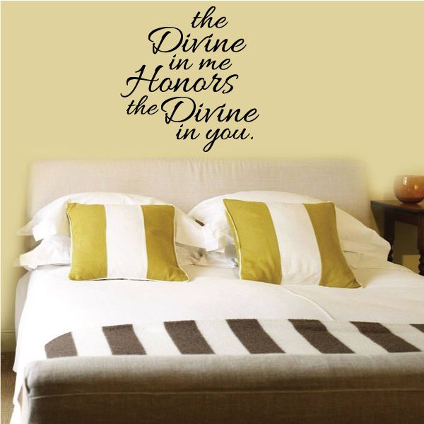 Inspirational wall decal with cursive quote: “the Divine in me… the Divine in you.”