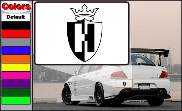The Hives crest decal with crown and shield in black and white