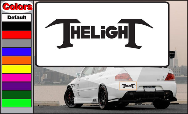 Light decal with bold black text and wing-like accents for car