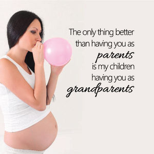 Vinyl wall decal quote with cursive 'parents' and 'grandparents' text