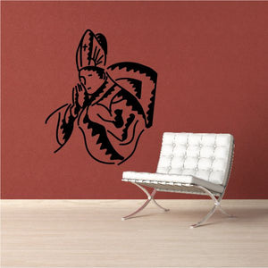 Praying Pope wall decal, black outline figure with hands clasped and hat