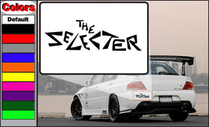 Straight car decal with 'THE SELECTER' logo, black on white background.