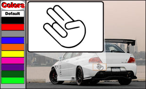 Shocker hand sign decal with black outline on white background