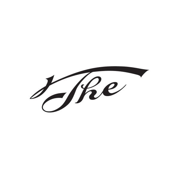 Black cursive vinyl sign decal with 'The' script and swoosh