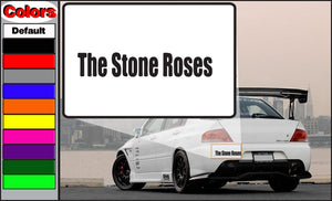 The Stone Roses window decal with bold black text