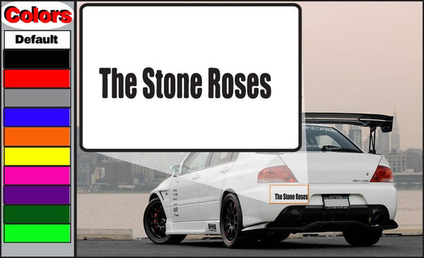 The Stone Roses window decal with bold black text