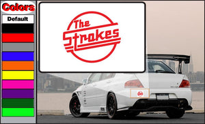 Red The Strokes circular decal logo on white background