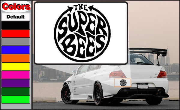 Super Bees decal: black circular logo with stylized “The Super Bees” text