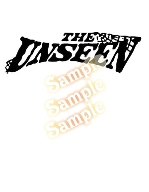 Black vinyl decal with bold 'THE UNSEEN' lettering