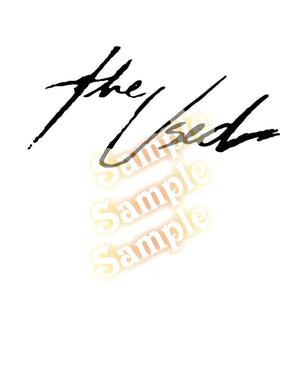 Cursive decal with black script and gold cursive lettering