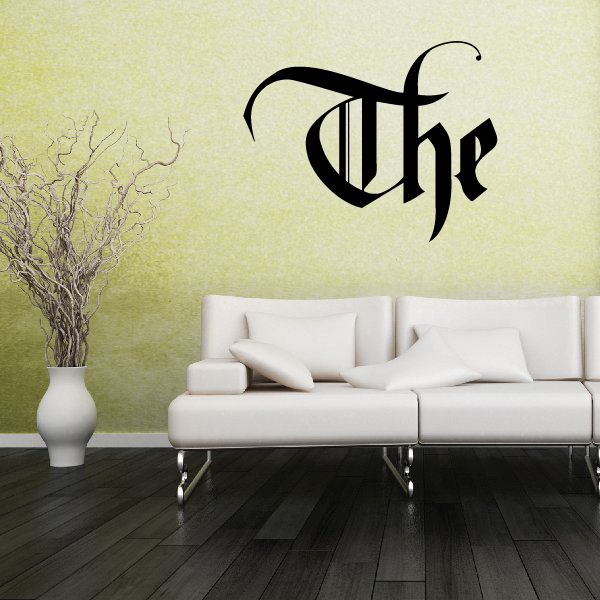 Black gothic-style wall decal word lettering