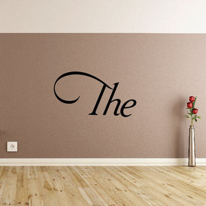 Vinyl wall decal reading "The" with stylized flourish