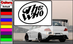 Round The Who logo decal, black on white