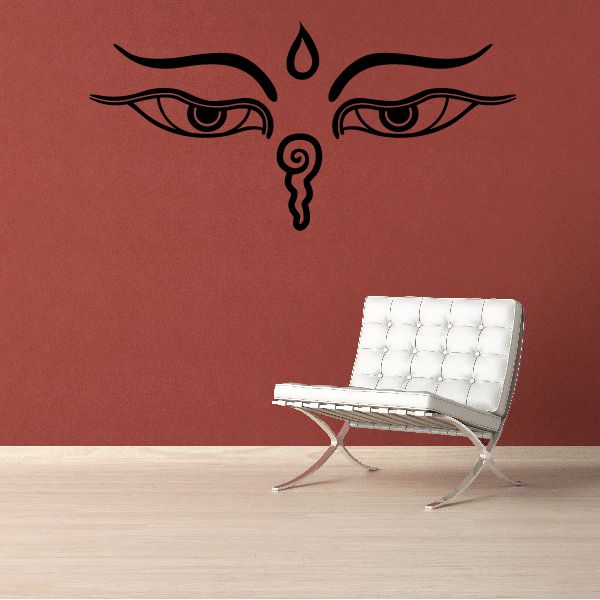 Third eye pineal gland wall decal with stylized eyes and central droplet symbol