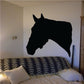 Horse and bridle silhouette decal, black