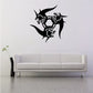 Black three-spirit heads wall decal with bold tribal outline