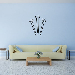 Three nails decal with three outlined nails icon, dark finish.