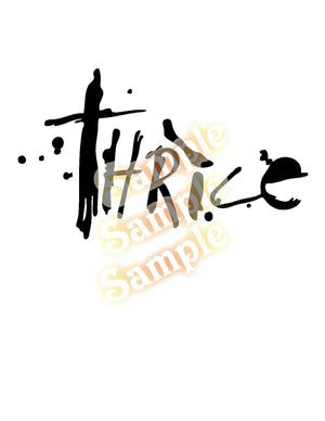 Black cursive text decal with dotted accents and stylized script lettering