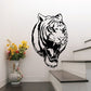Tiger head decal with roaring black-and-white tiger face illustration