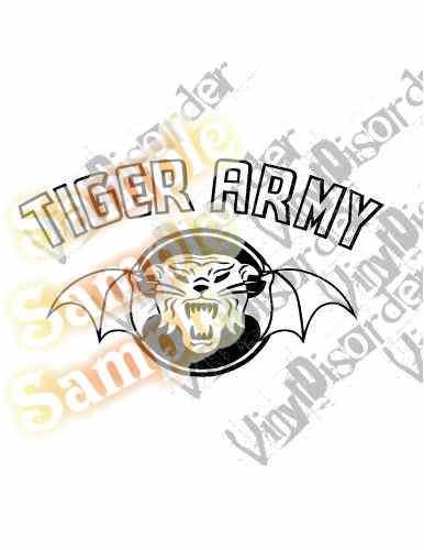 Bat decal featuring Tiger Army lettering and skull-faced tiger with wings