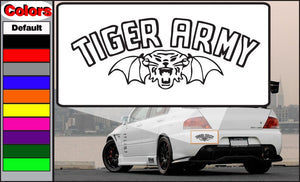 Tiger Army sticker decal with black tiger face and arched TIGER ARMY text