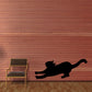 Stretching kitten wall decal, black silhouette