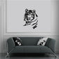 Black tiger looking over decal with detailed face design on light wall