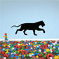 Playful black tiger decal silhouette with open mouth and raised tail