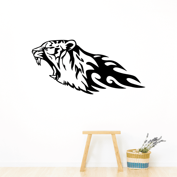 Image of Tiger Roaring Flames Decal