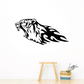 Tiger roaring flames decal, black and white roaring head design