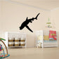 Lunging shark wall decal, black silhouette
