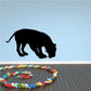 Black tiger sniffing decal with head down and tail up silhouette