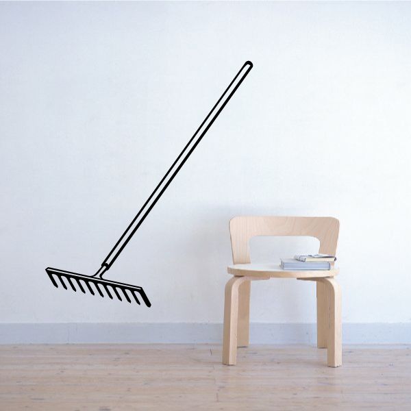Bow rake outline decal, black line drawing