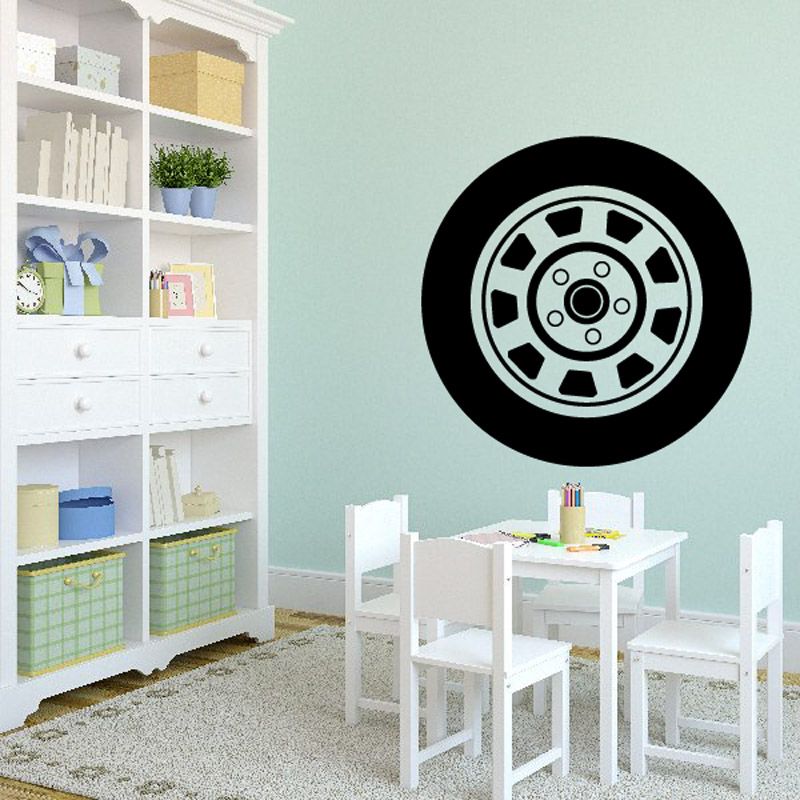 Image of Tire Rim Wall Decal - Vinyl Decal - Car Decal - DC033