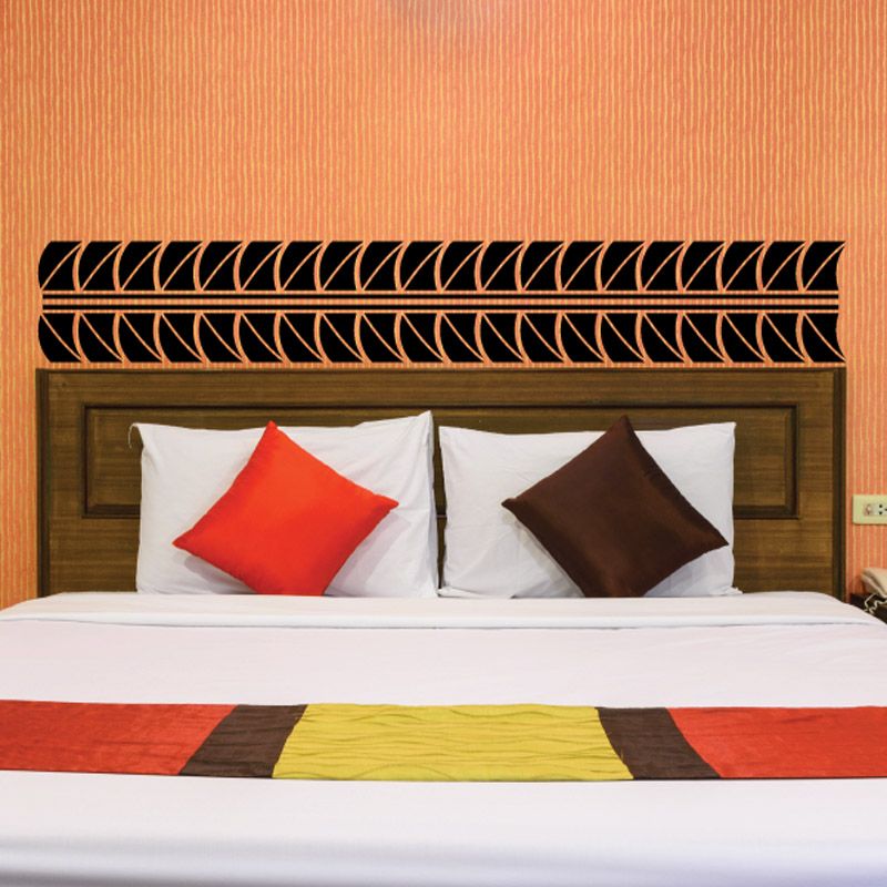 Black tire tread wall decal strip with repeating tread pattern border